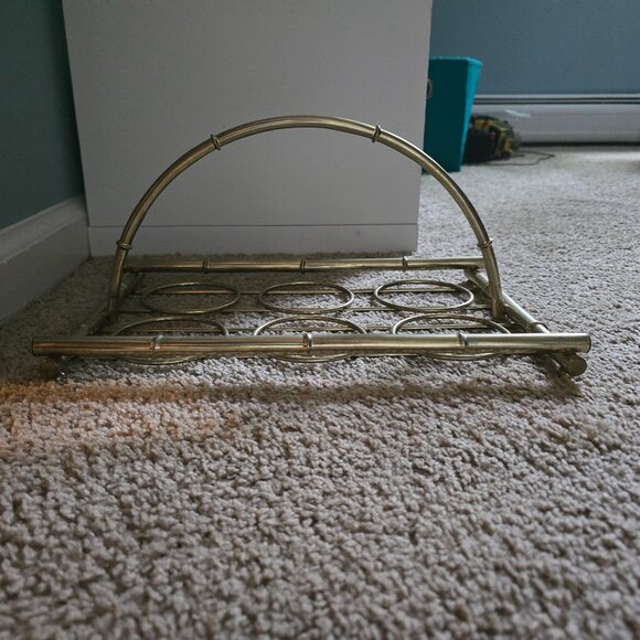 Decorative Glassware Set of 5 with Gold Metal Caddy – Lightly Used – Incomplete - Picture 12 of 15